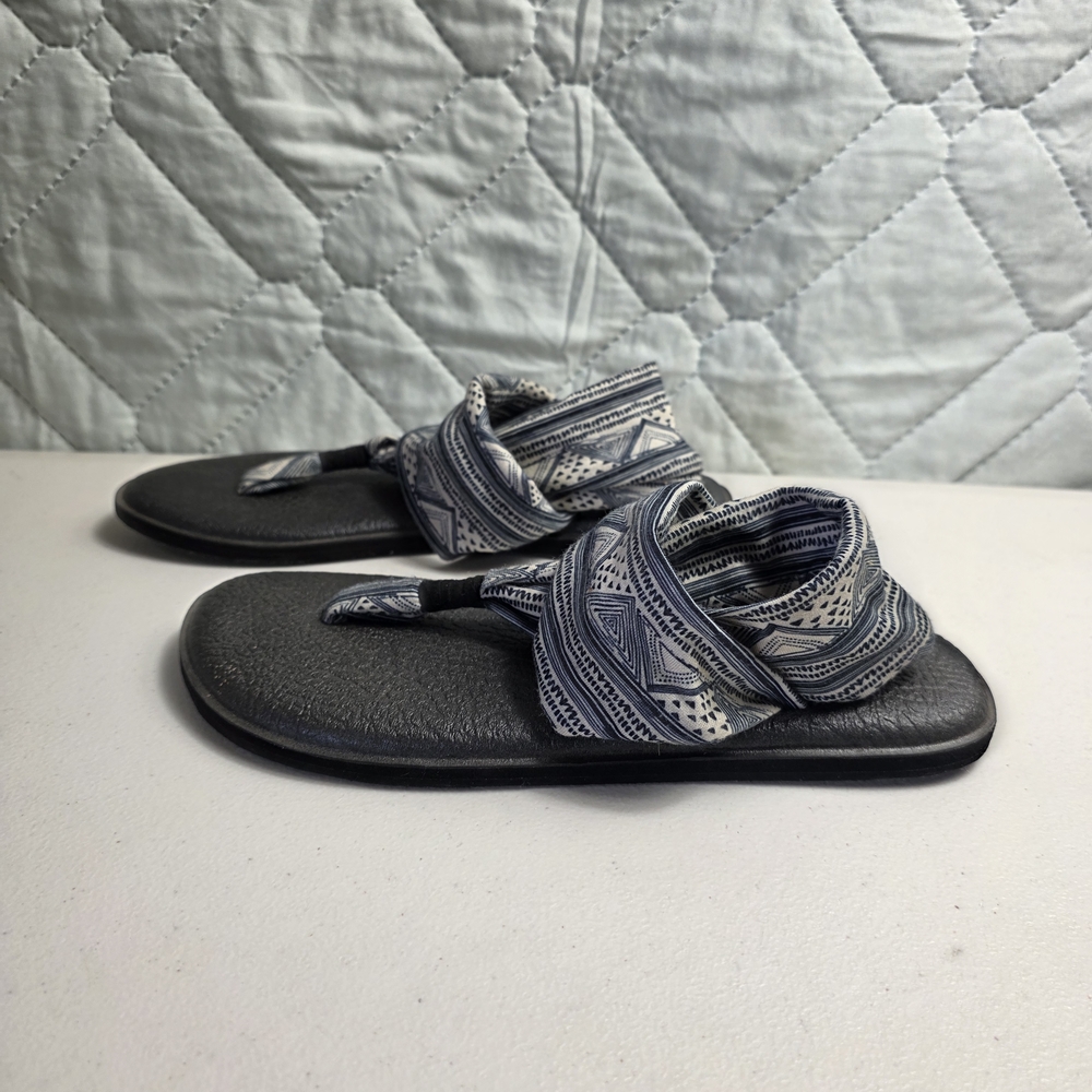 Sanuk Women's Yoga Sling Sandals Black White Sonoma Stripe 1018955 Sz 8